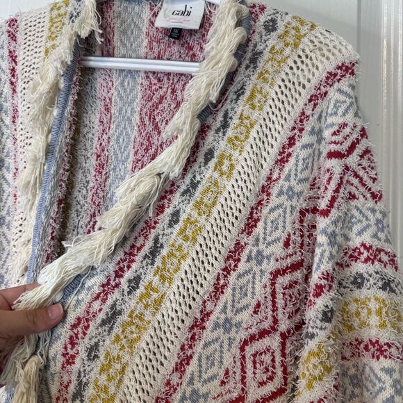 Cabi Love Siesta Fringed Oversized Cardigan Poncho Size XS/S Boho Southwestern - Picture 7 of 12